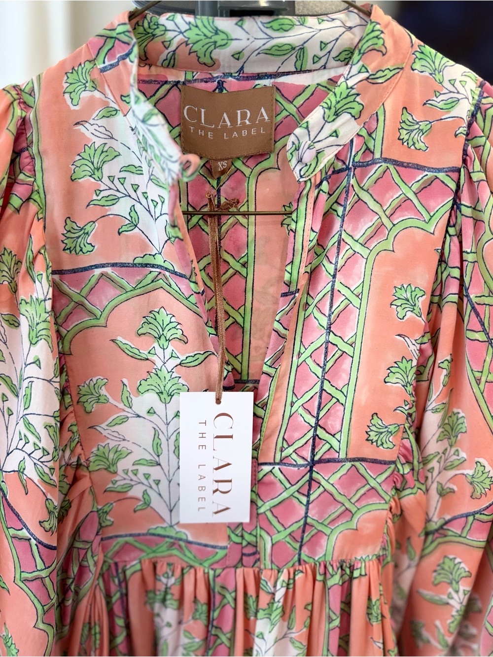 Clara The Label Cassia Floral Maxi Dress Peach Quartz XS - Picture 15 of 16